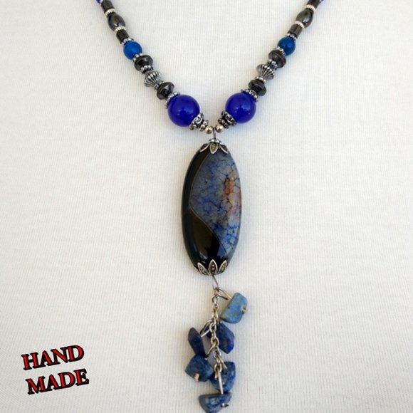 Apatite Natural Stone Design Necklace Hand Made - Picture 2 of 3